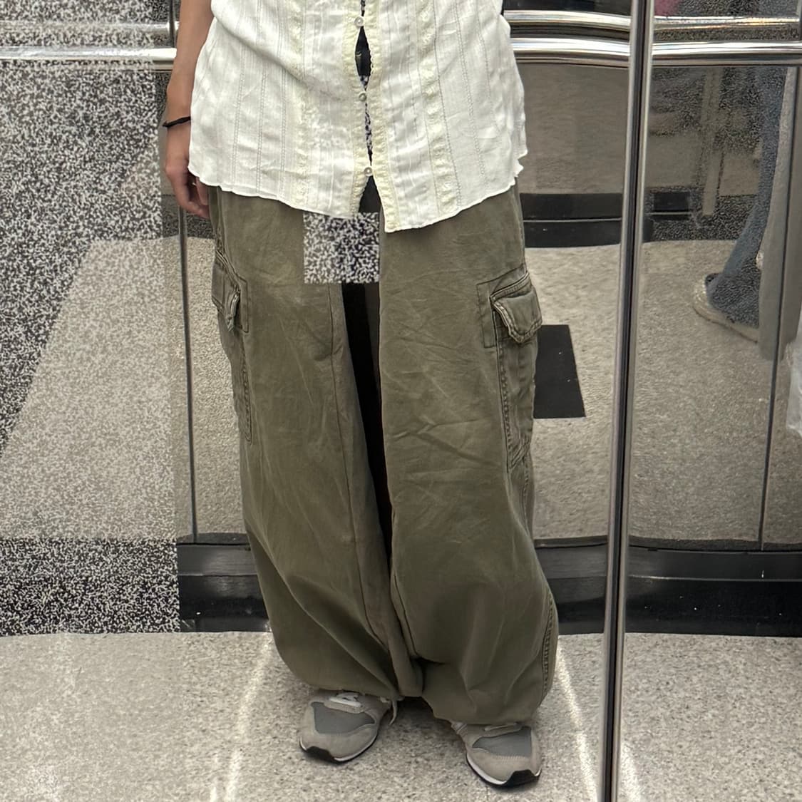 빈티지 와이드 카키 카고팬츠 상품이미지2