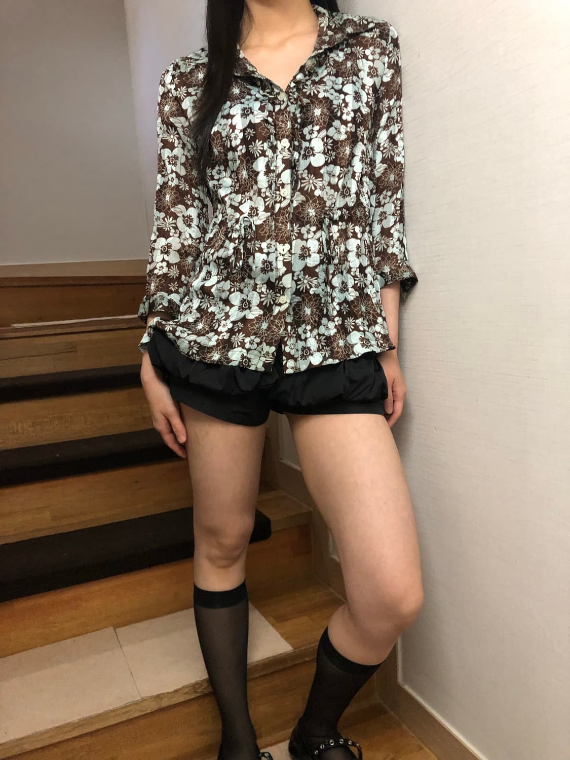 빈티지 브라운 오리엔탈 블라우스 상품이미지6