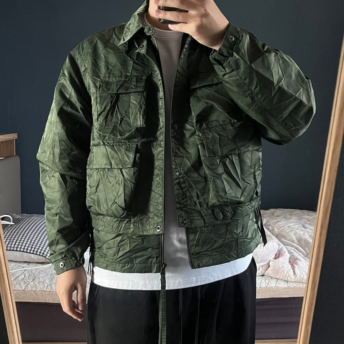 [새상품]언어펙티드 레이어드 피셔맨 점퍼 모스그린 상품이미지3