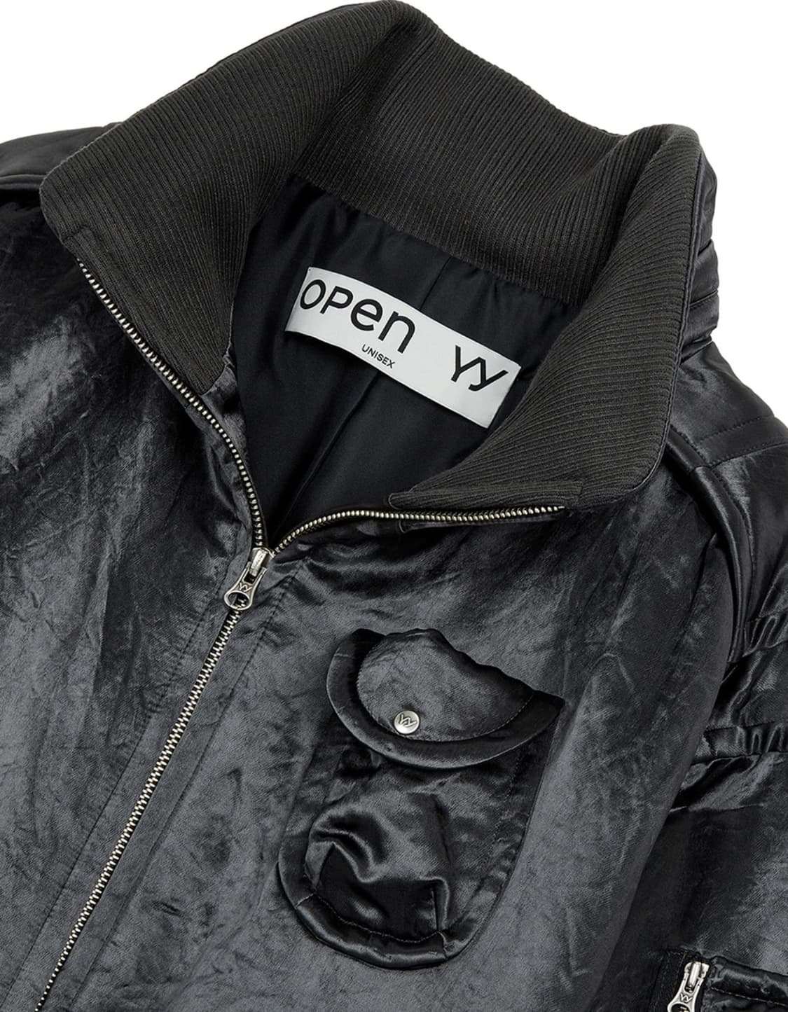 open yy (오픈와이와이) 새틴 카고 봄버 차콜 S 상품이미지2