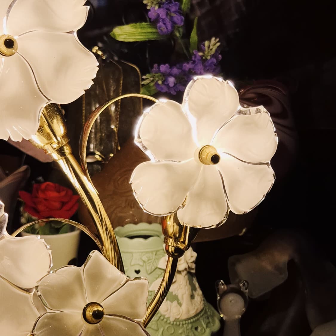 90s 야마기와 밀크글라스 플라워 부케 스탠드 램프 상품이미지10