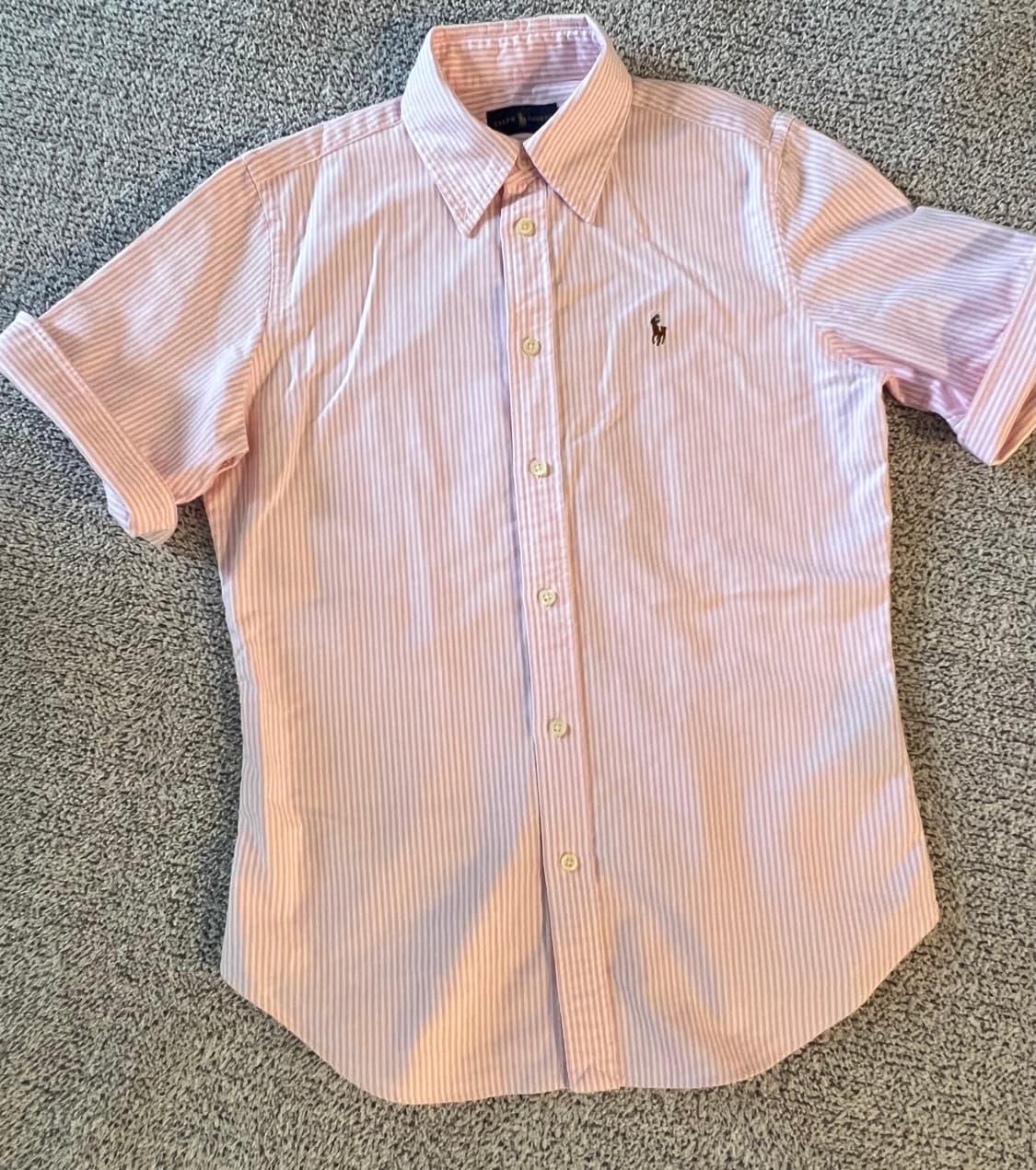 폴로 랄프로렌 핑크 스트라이프 반팔 셔츠 상품이미지1