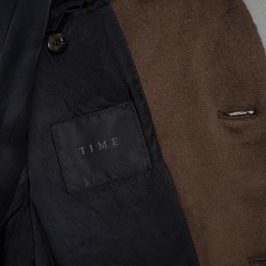 95) TIME 타임 옴므 캐시미어 울 싱글 버튼 코트 자켓 브라운 상품이미지4