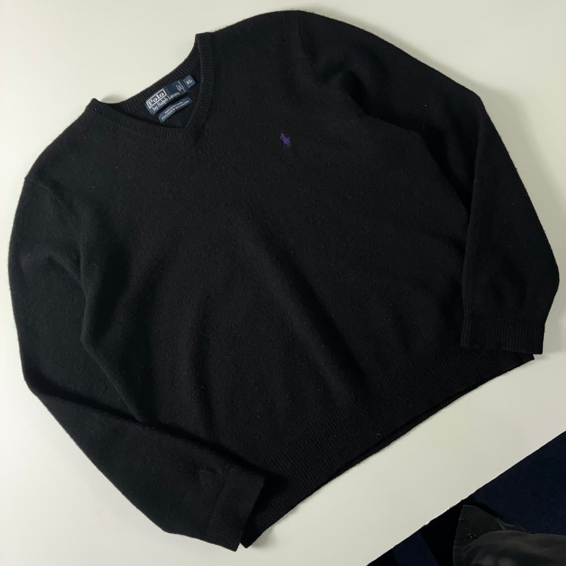 Polo  폴로 랄프로렌 자수 램스울 블랙 브이넥 니트  상품이미지2