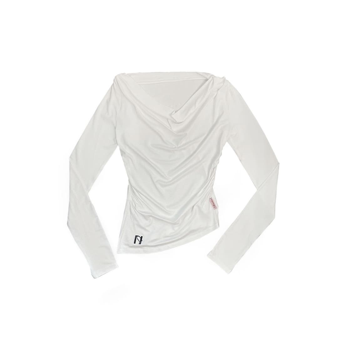 뉴얼린 미야오 드레이핑 탑 화이트 상품이미지1