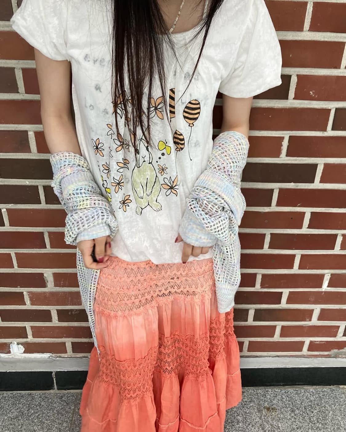 자몽 솜사탕 토끼소녀 빈티지 코디세트 3pcs 상품이미지5
