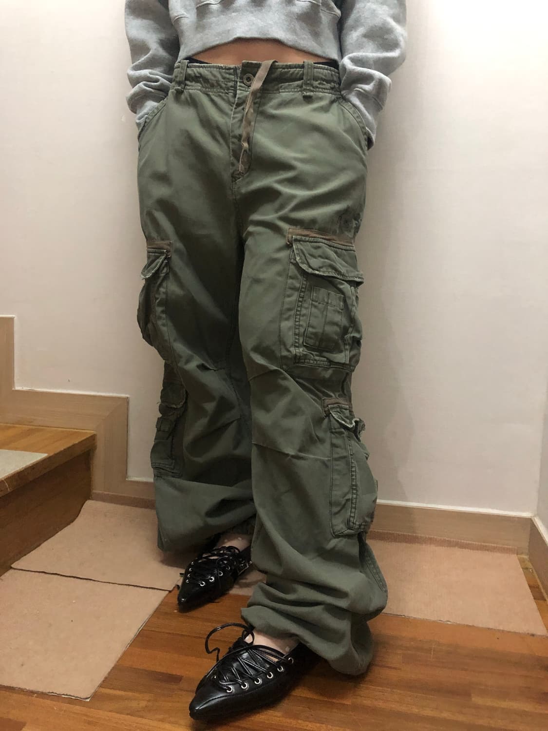 빈티지 카키 카고 팬츠 상품이미지6