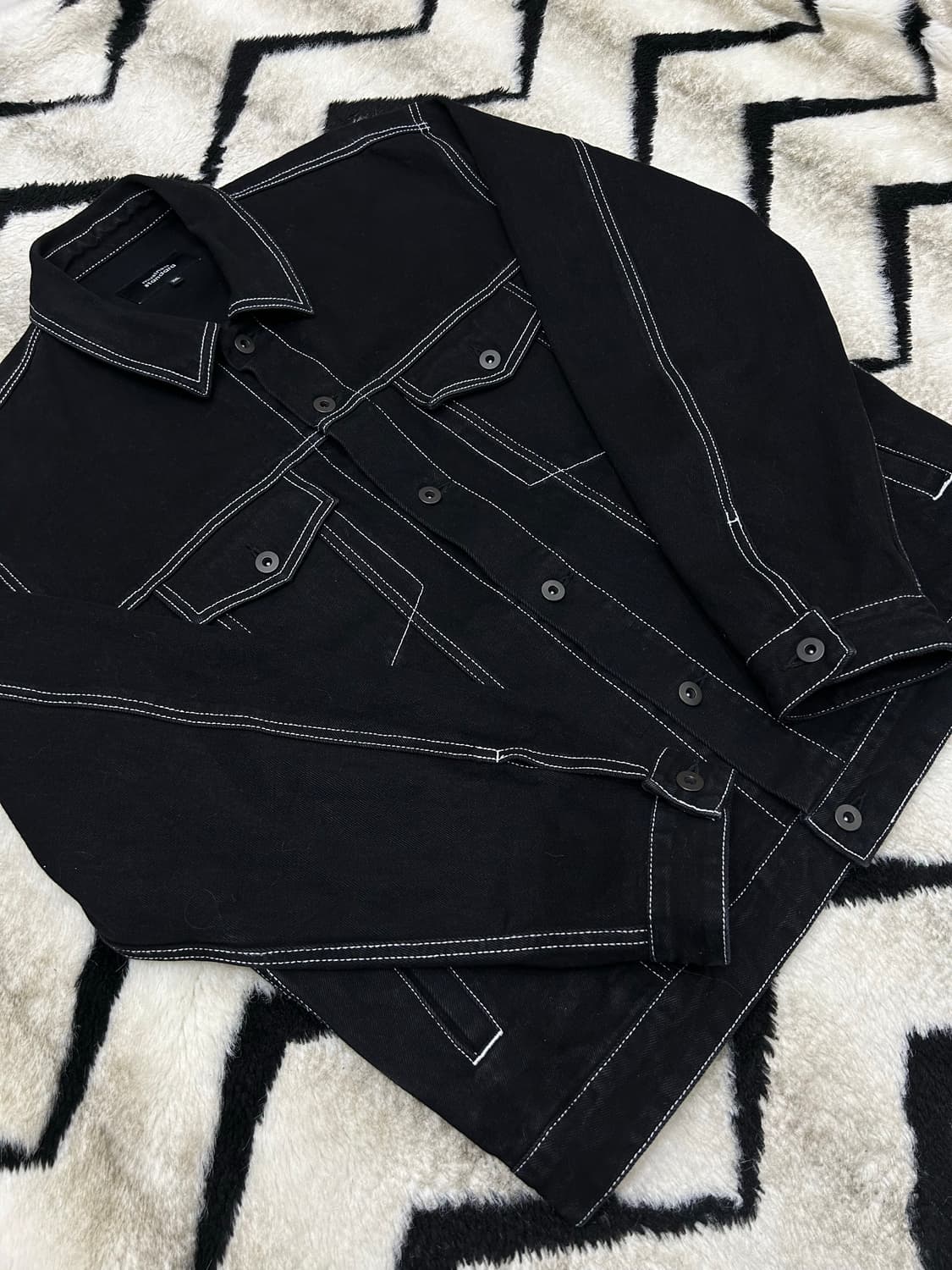 [2XL]무신사스탠다드 스티치 트러커 데님 자켓/블랙 상품이미지1