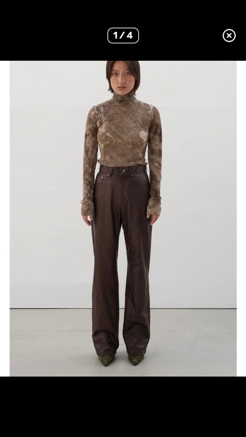 티크 마룬 링크 레더 팬츠 상품이미지3