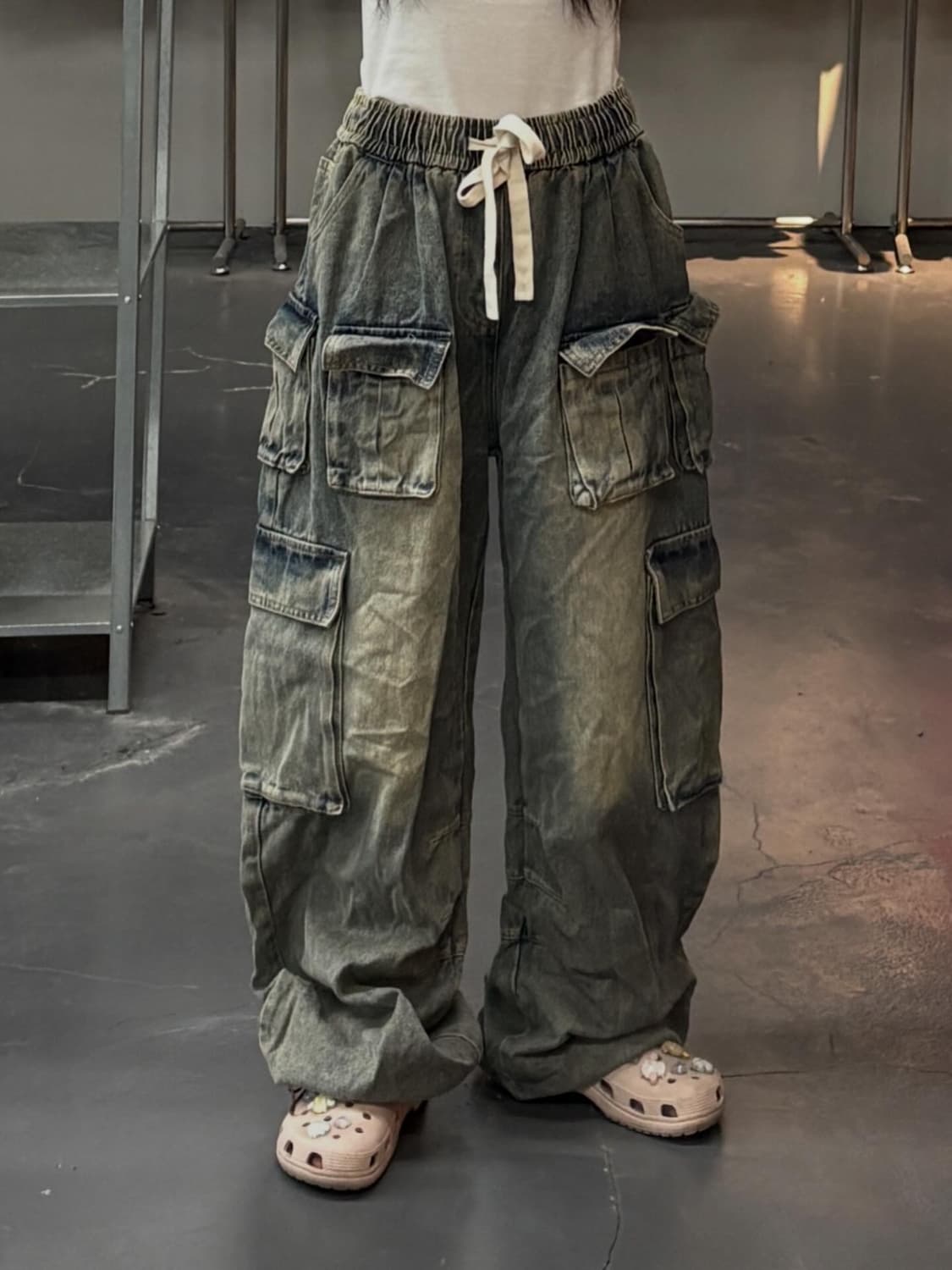 빈티지 워싱 멀티포켓 카고 데님 팬츠 A3573 상품이미지1