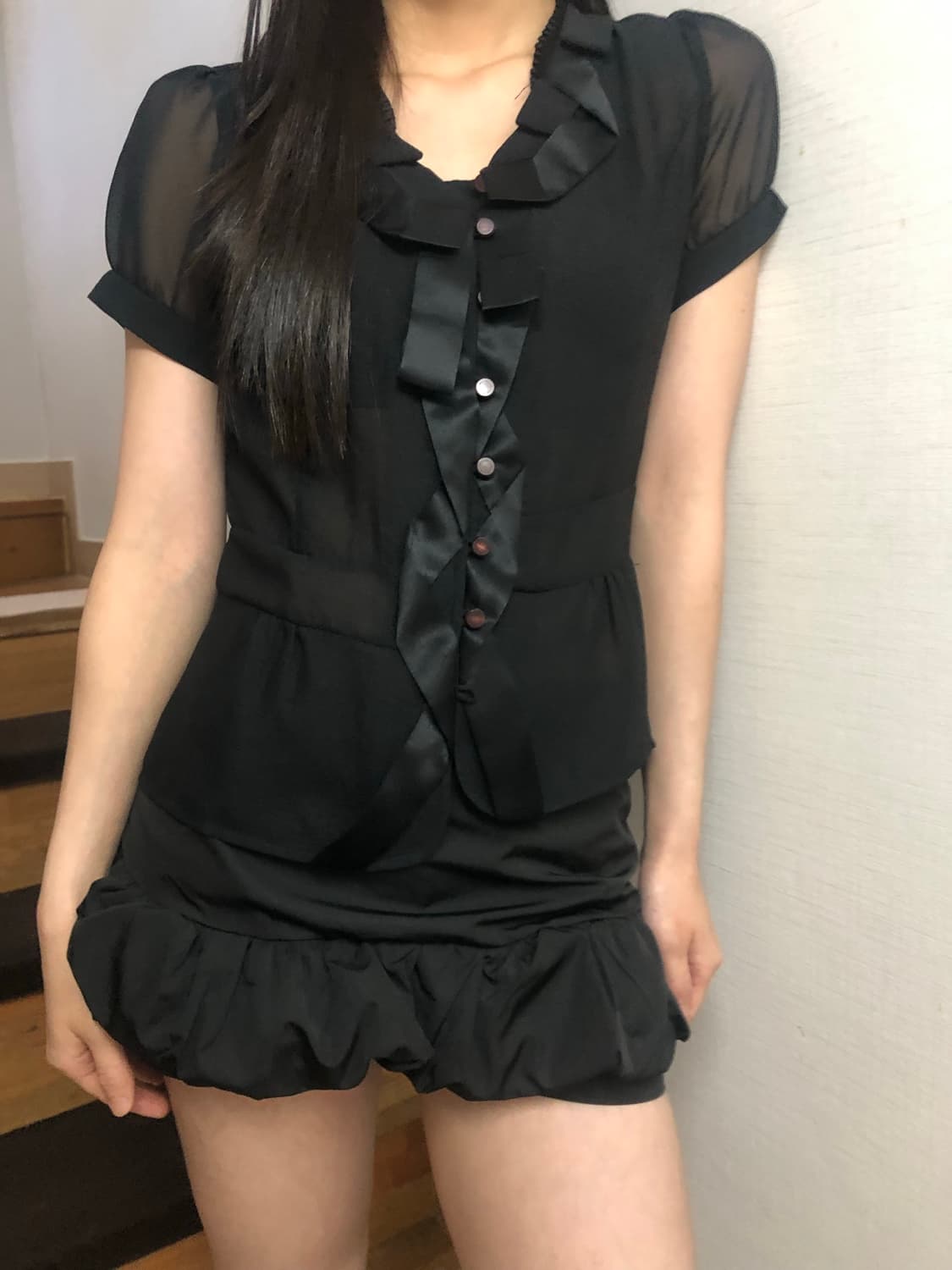 빈티지 블랙 프릴 블라우스 상품이미지6