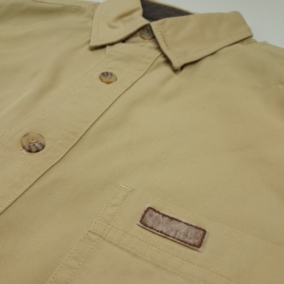 CK017 S 칼하트 00s 가죽패치 머스타드 반팔 워크 셔츠 남방 상품이미지5