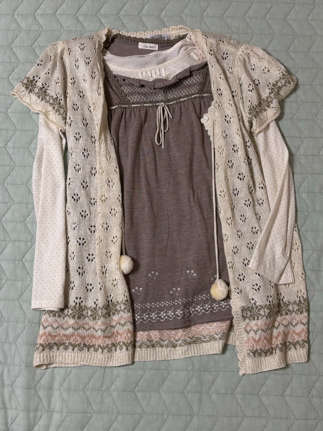 라떼색감 모리걸 모리룩 모리걸룩 롱스커트 세트 상품이미지1