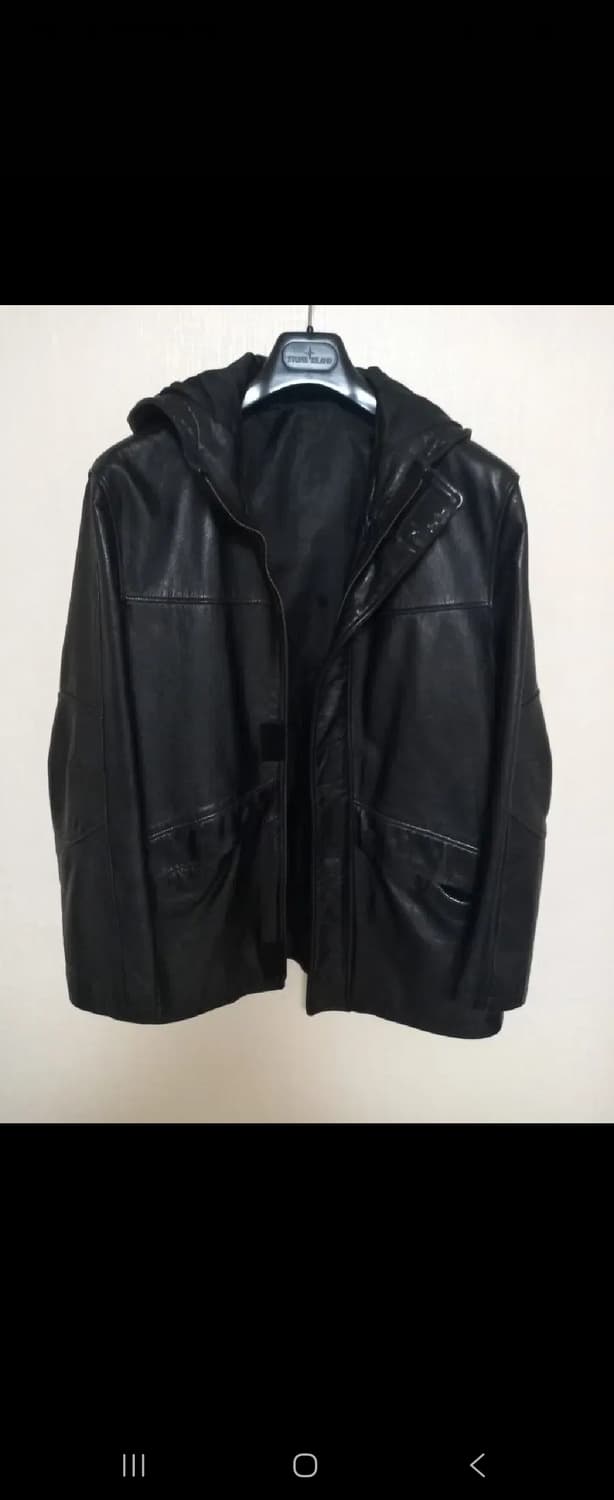 천연 양가죽 검정 후드 자켓 100~105 상품이미지2