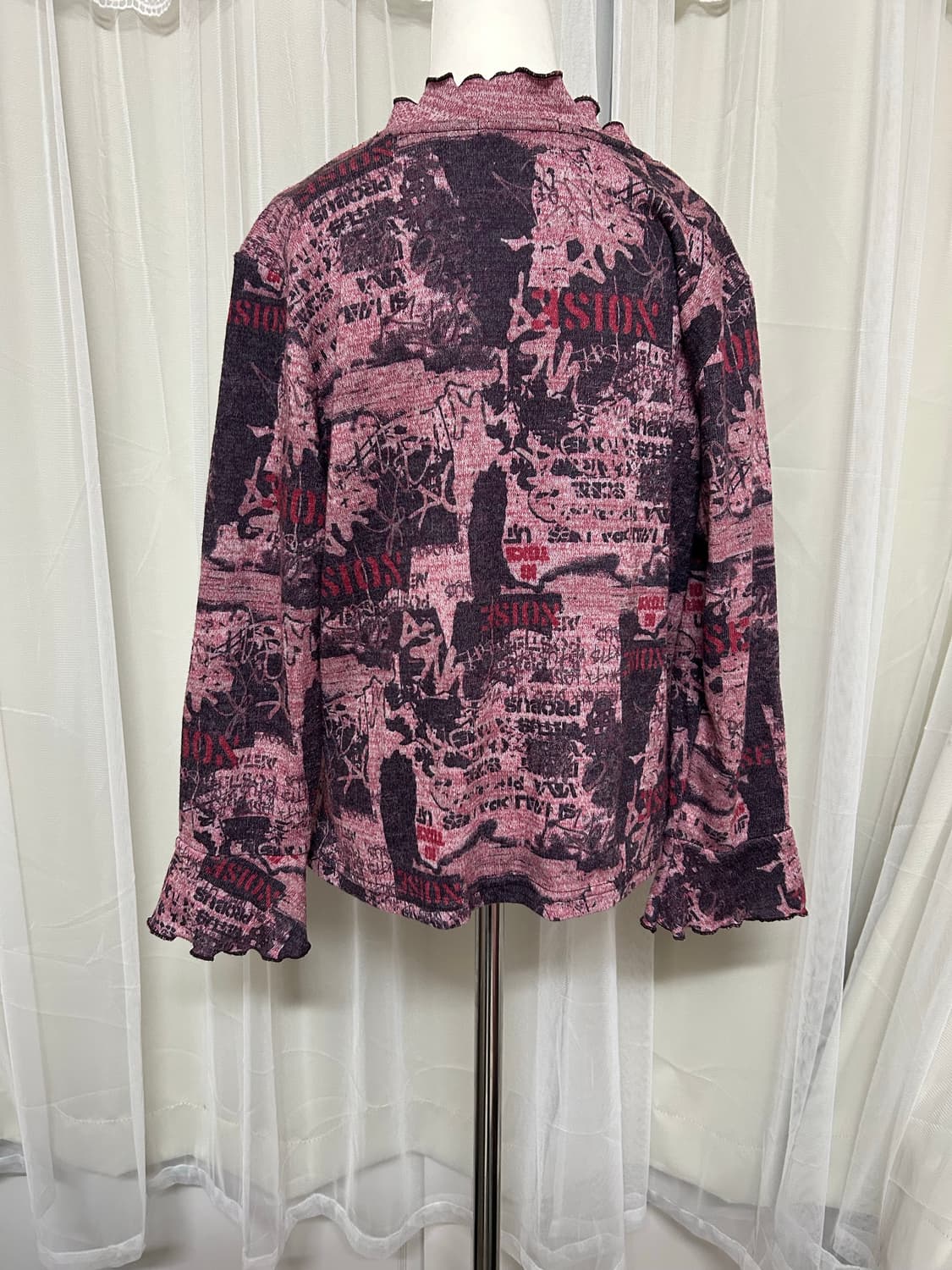 Y2K 펑크 펑투케 핑크패턴 가디건집업  상품이미지2