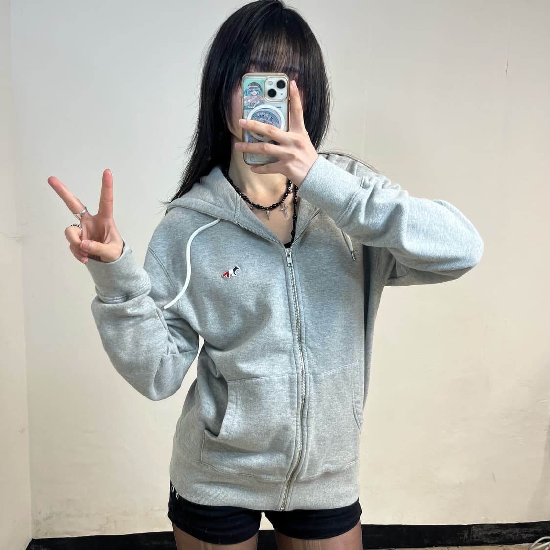 Maison Kitsuné grey hoodie zip-up 상품이미지2