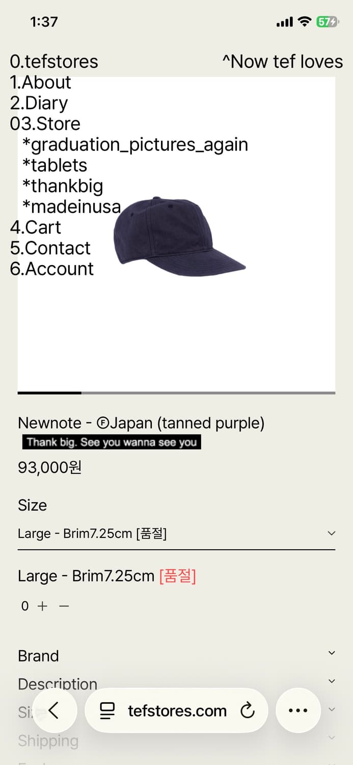 Tefstores 모자 L 상품이미지1