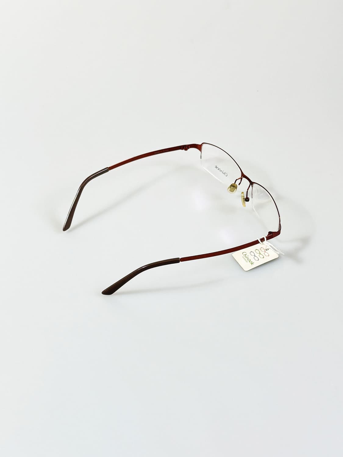 CHINOOK 브라운 메탈 반무테 스퀘어 빈티지 안경 상품이미지4