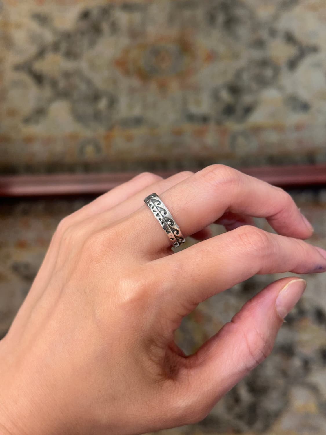 Wave & Dot Engraved 925 Silver Ring 상품이미지2