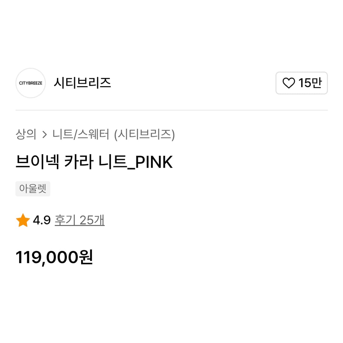 시티브리즈(CTBRZ) V넥 카라니트 55-66 상품이미지6