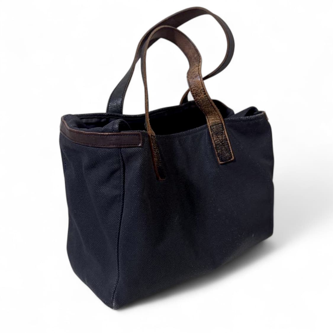 꼼데가르송 크랙 레더 핸들 캔버스 토트백 상품이미지1