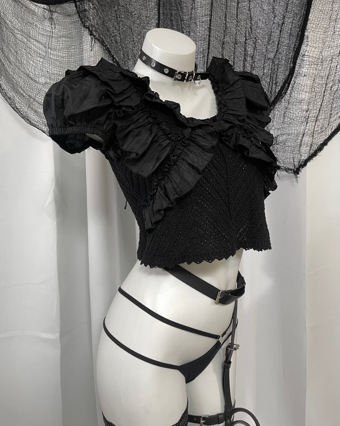 black knit blouse 상품이미지1