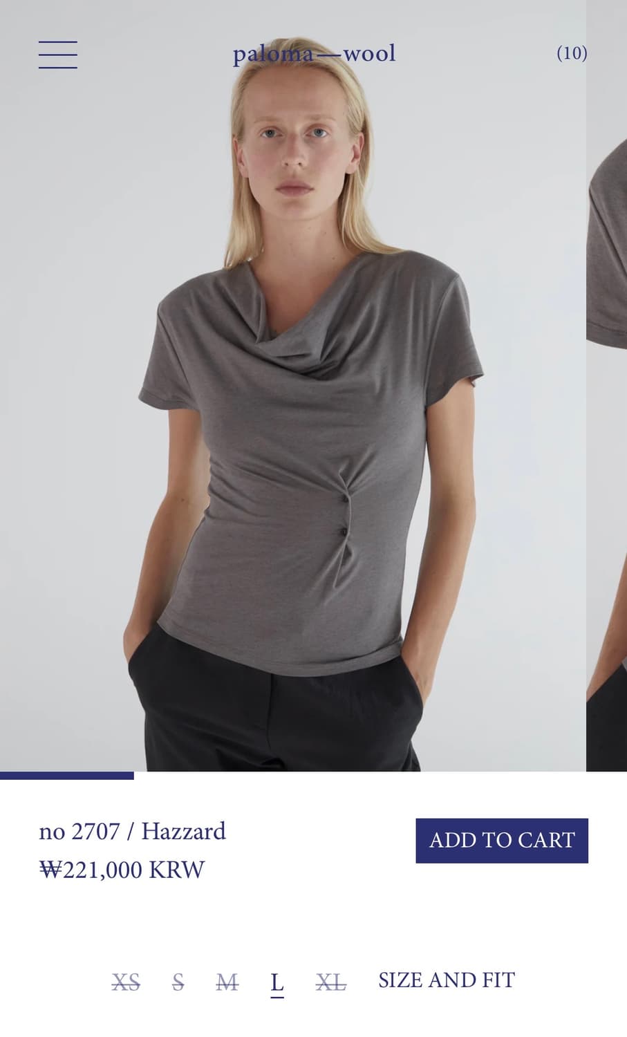 [S,M]팔로마울 Hazzard 슬리브리스 탑/그레이 상품이미지7