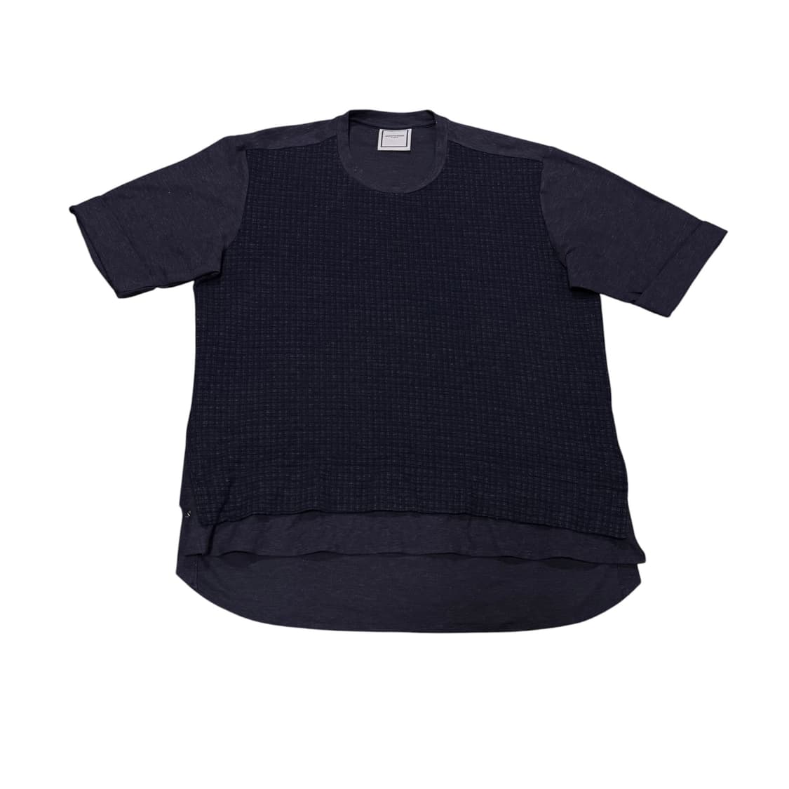 52 우영미 다크네이비 배색 레이어드 반팔티 상품이미지1