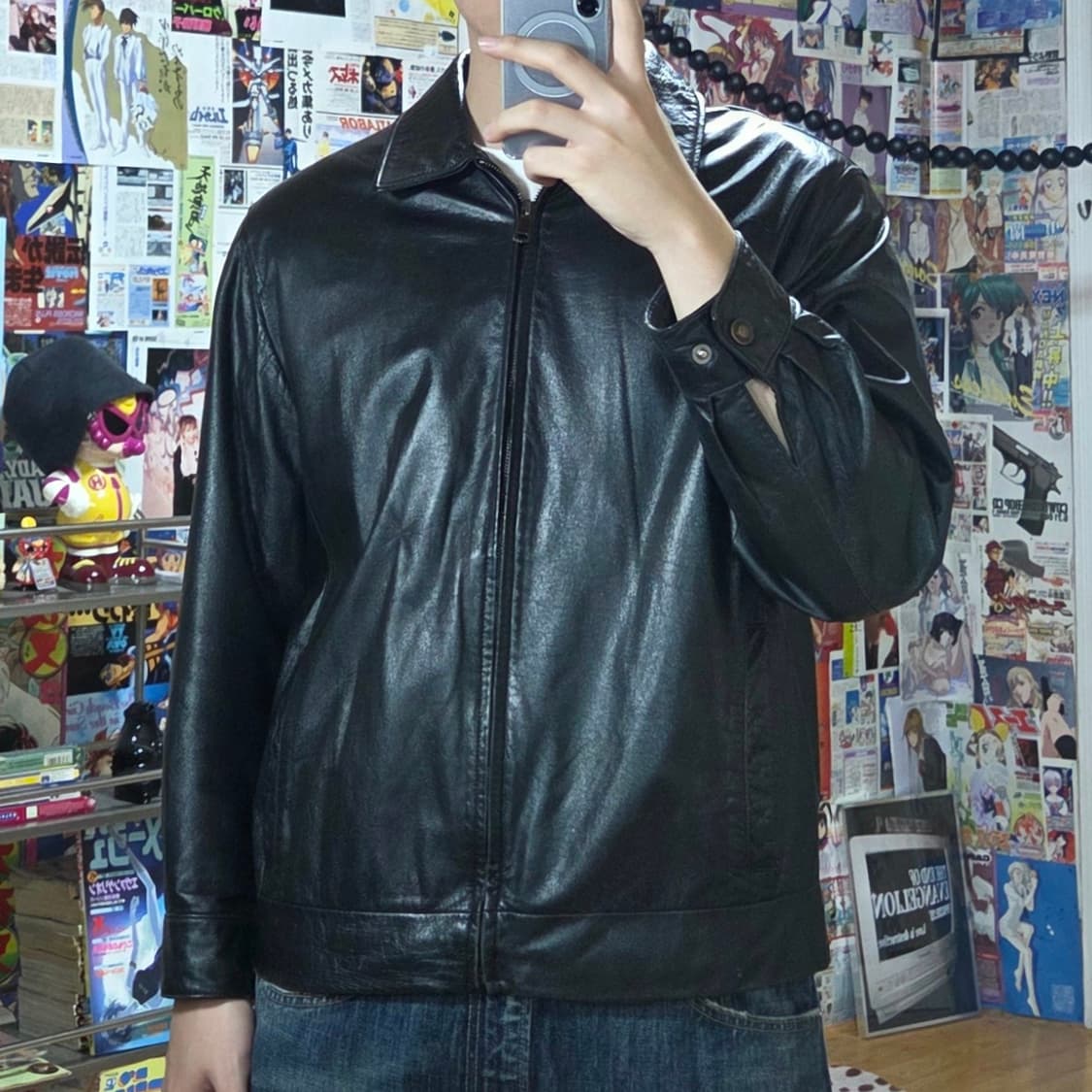 빈티지 소가죽 블랙 자켓 상품이미지1