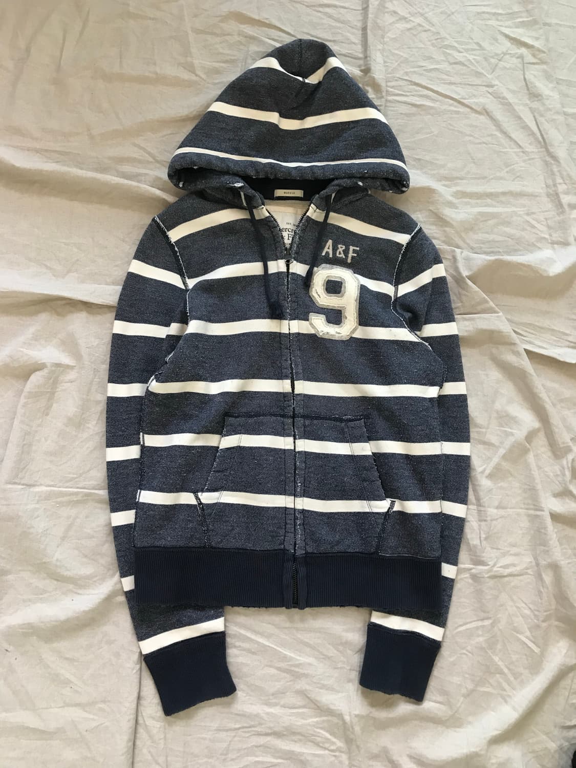 아베크롬비 자수 로고 스트라이프 피그먼트 후드집업 상품이미지5