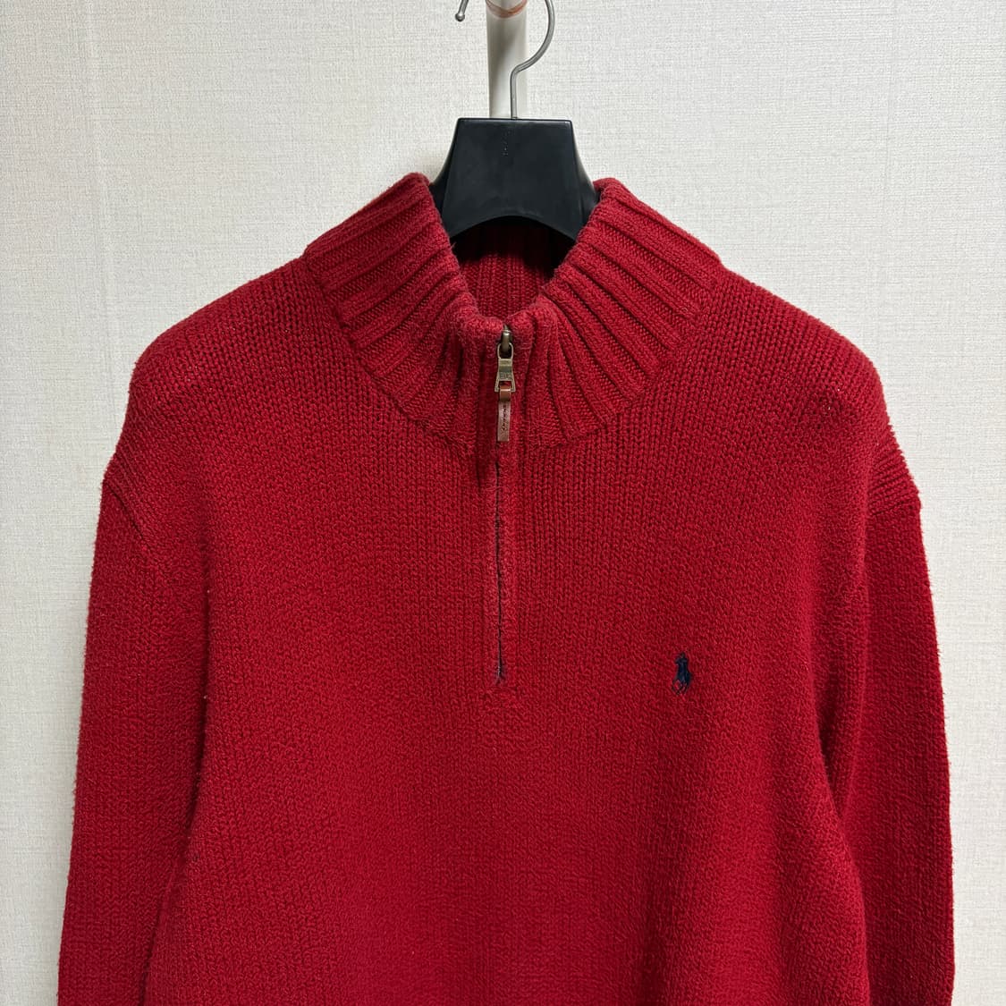 폴로 랄프로렌 코튼 반집업 니트 / 레드, L 상품이미지2