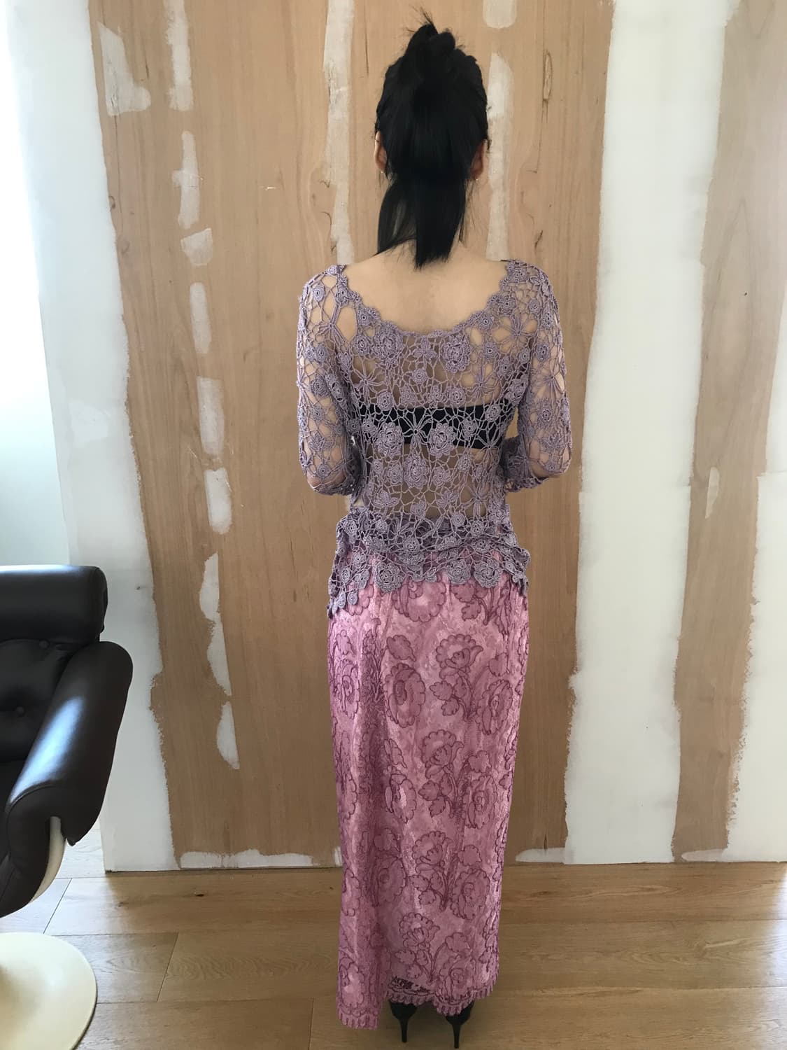 vintage pink lace skirt 상품이미지2