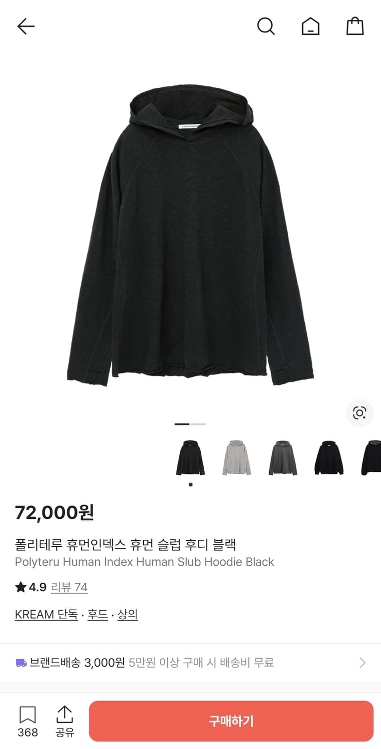 폴리테루 휴먼 슬럽 후디 4사이즈 블랙 상품이미지1