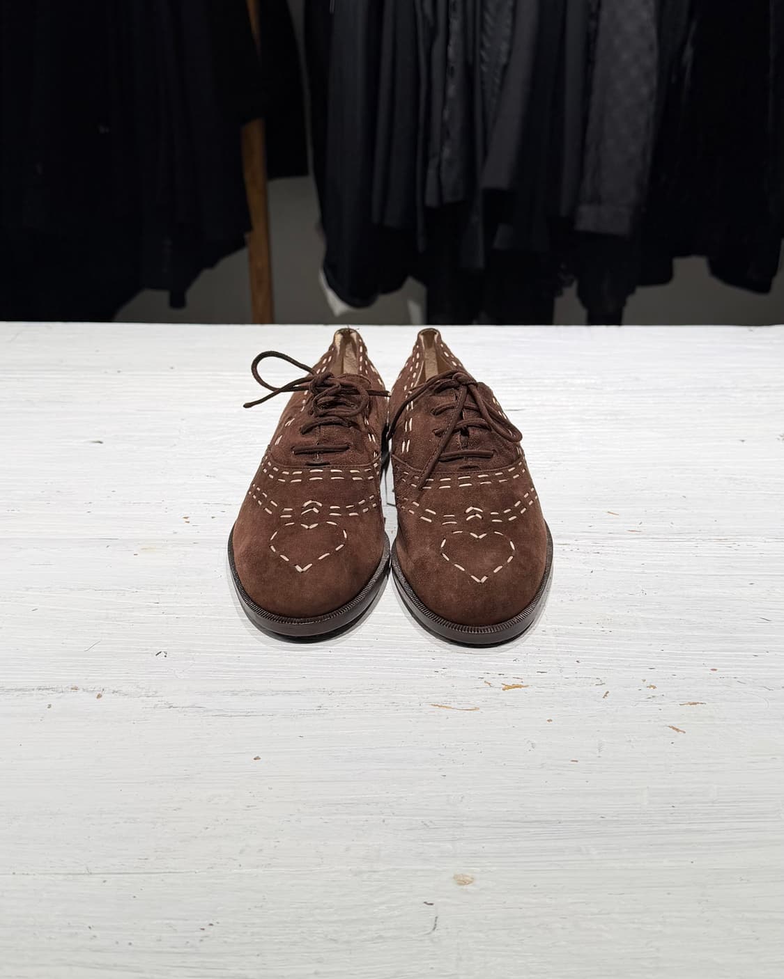 모스키노 브라운 스웨이드 화이트 스티지 하트 더비 슈즈 상품이미지3