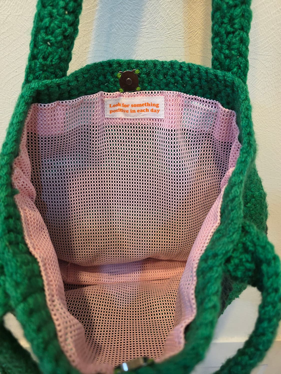 핸드메이드 니트 가방 그린 숄더 상품이미지5