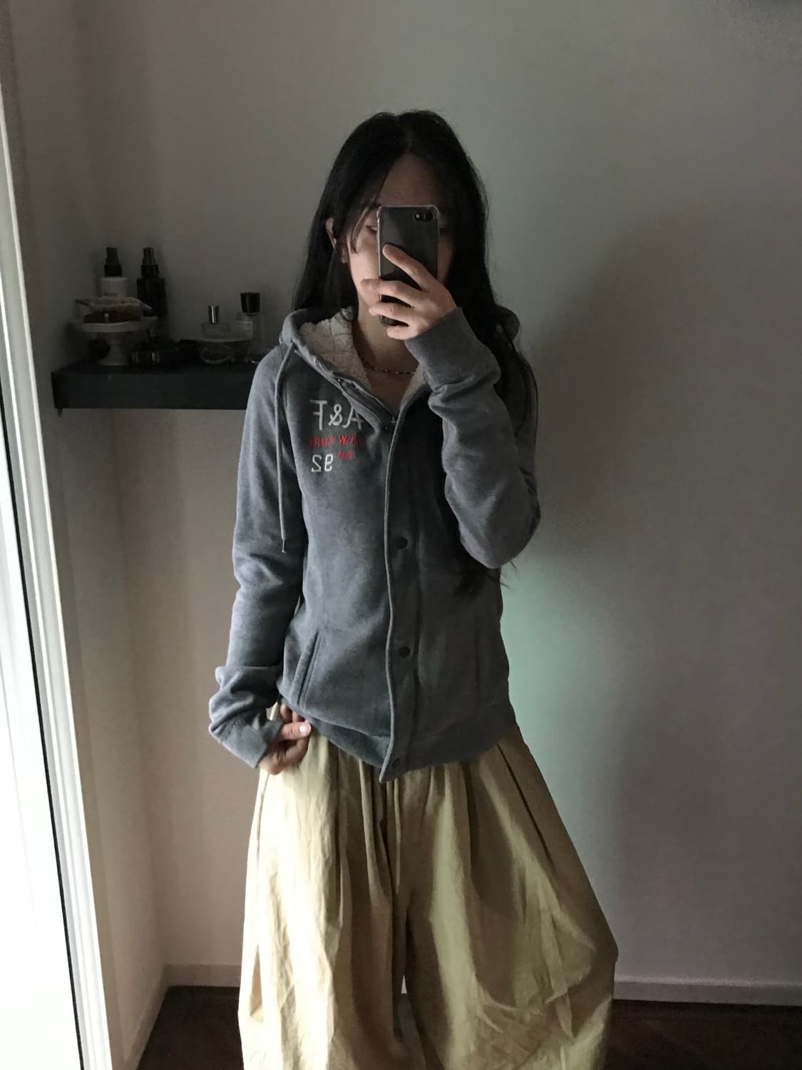 아베크롬비 기모 양털 그레이 후드집업 상품이미지1