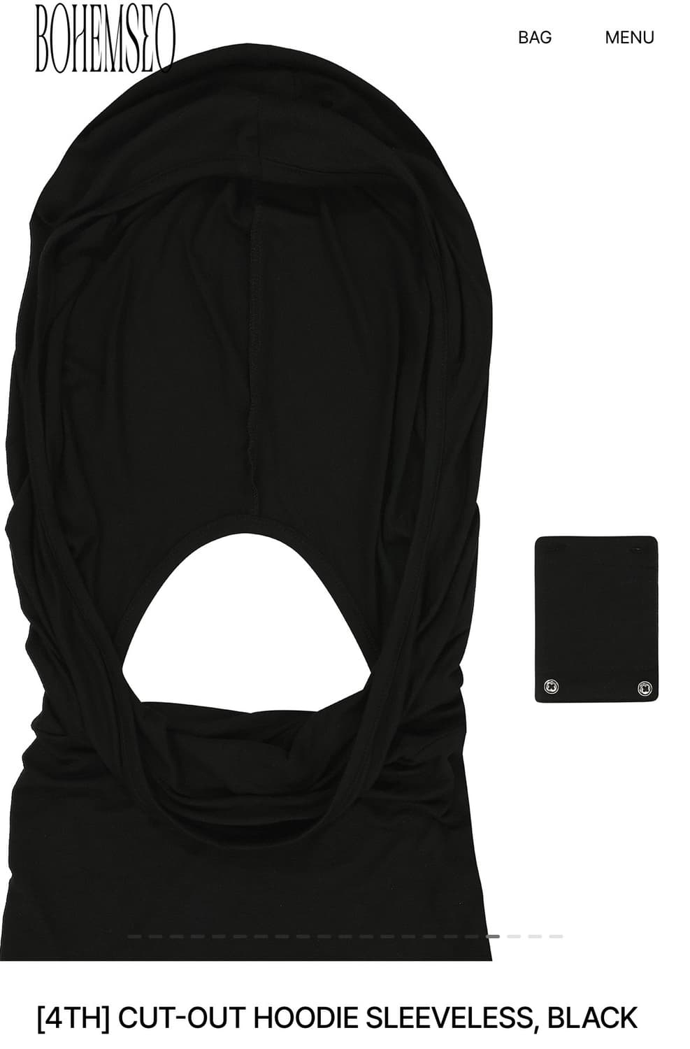 보헤미안서울) CUT-OUT HOODIE SLEEVELESS BK F 상품이미지5