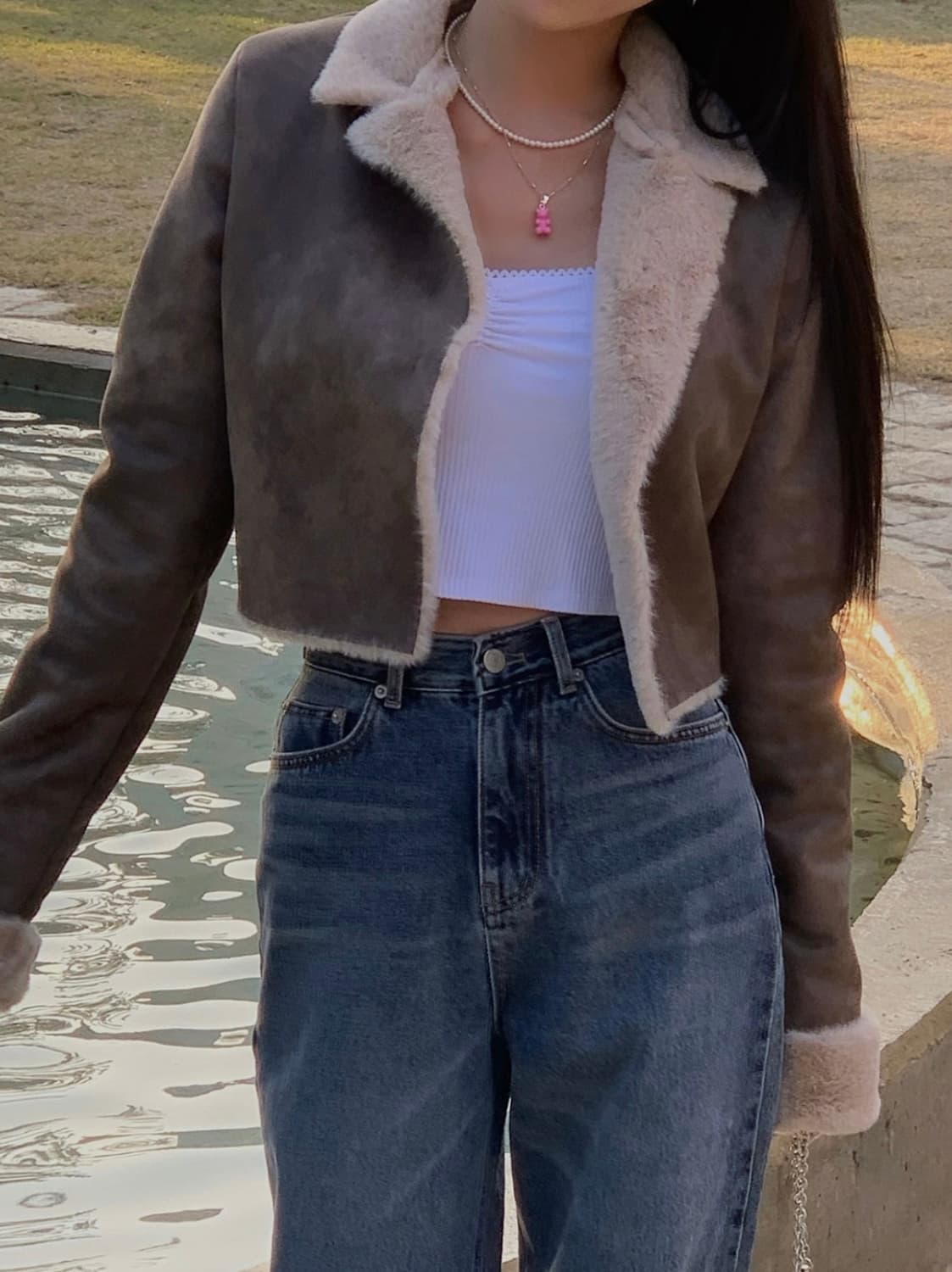 페일제이드 시어링 자켓 무스탕 브라운 상품이미지4