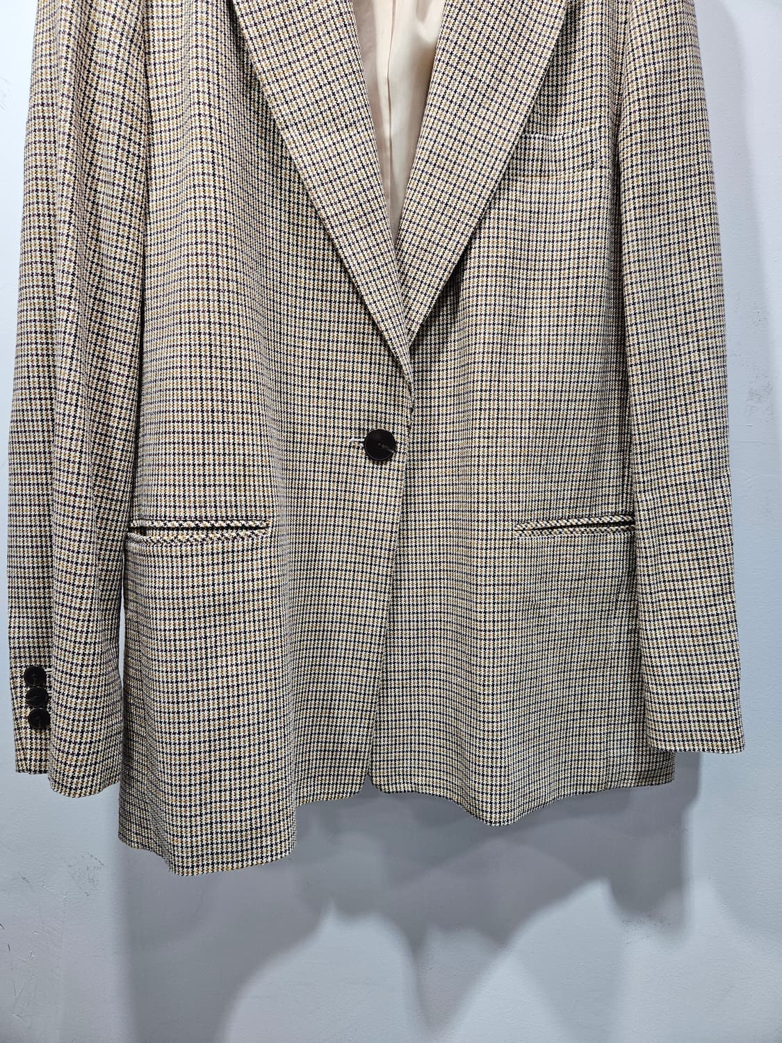 에잇세컨즈 원버튼 체크무늬 린넨 블레이저 M 상품이미지5