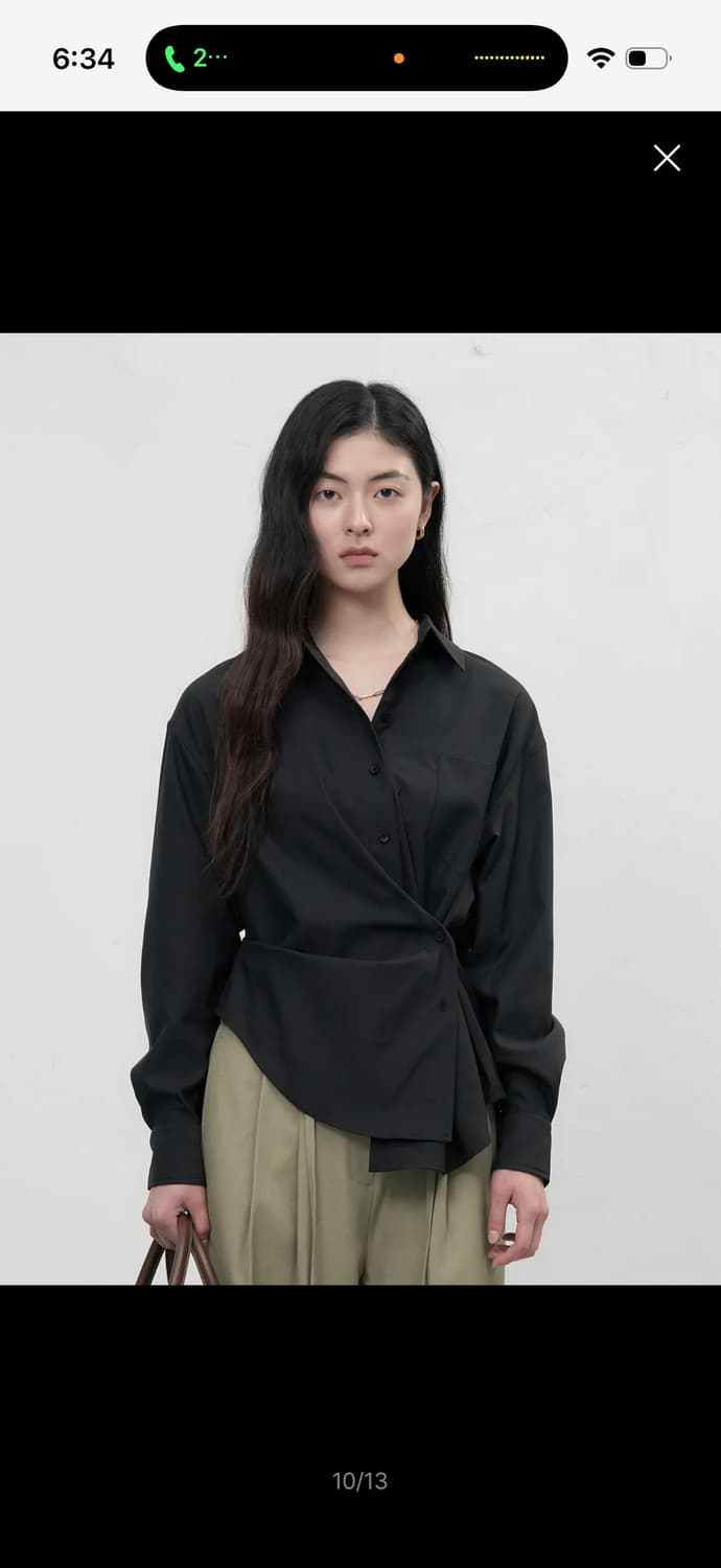 제너럴아이디어 링클프리 루즈핏 랩 셔츠 블랙 m 상품이미지1