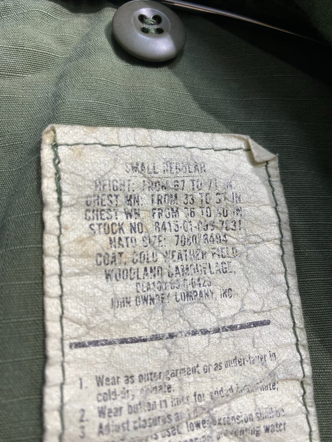 [US S] 80s U.S.ARMY 미군 오리지널 우드랜드M65필드자켓 상품이미지7