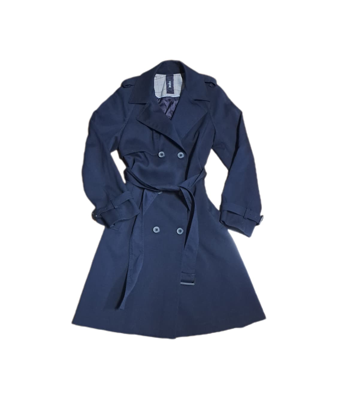 (드라이크리닝 완료)YK038 네이비 롱 벨티드 트렌치 코트 상품이미지1