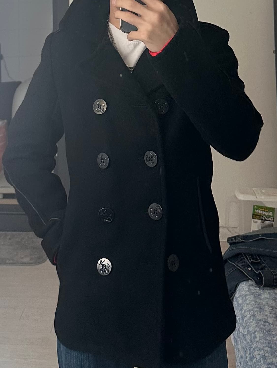 Schott 브랜드의 레더 트림이 특징인 740C 모델 피코트 상품이미지9