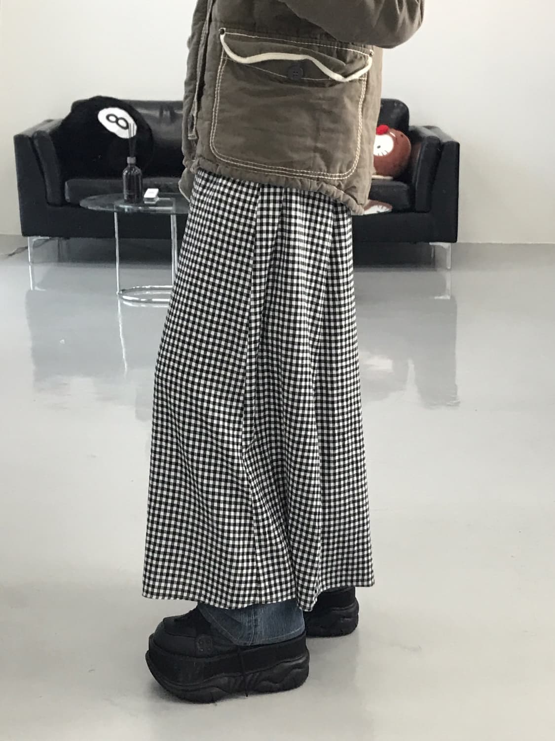 Gu Checked Long Skirts 상품이미지2