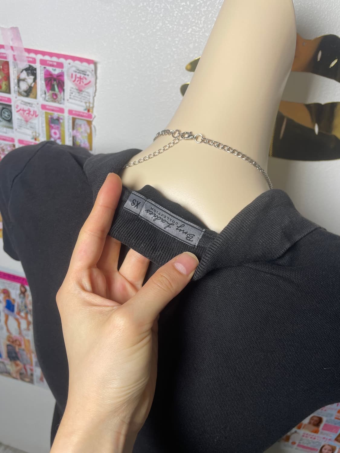 펑크 y2k 블랙 패치 자수 카라티 상품이미지4