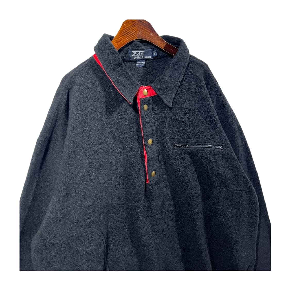 [Polo] 90s 폴로랄프로렌 배색 파이핑 플리스 스냅티 상품이미지2
