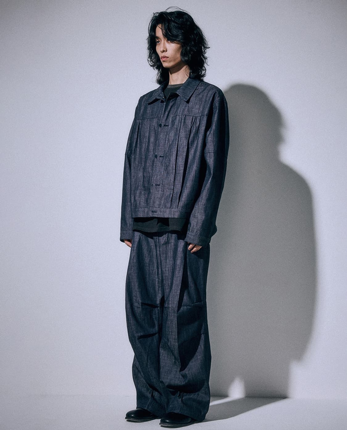 새제품) 셋업 아르반 트러커 자켓 + 파라슈트 팬츠 인디고 블루 상품이미지1