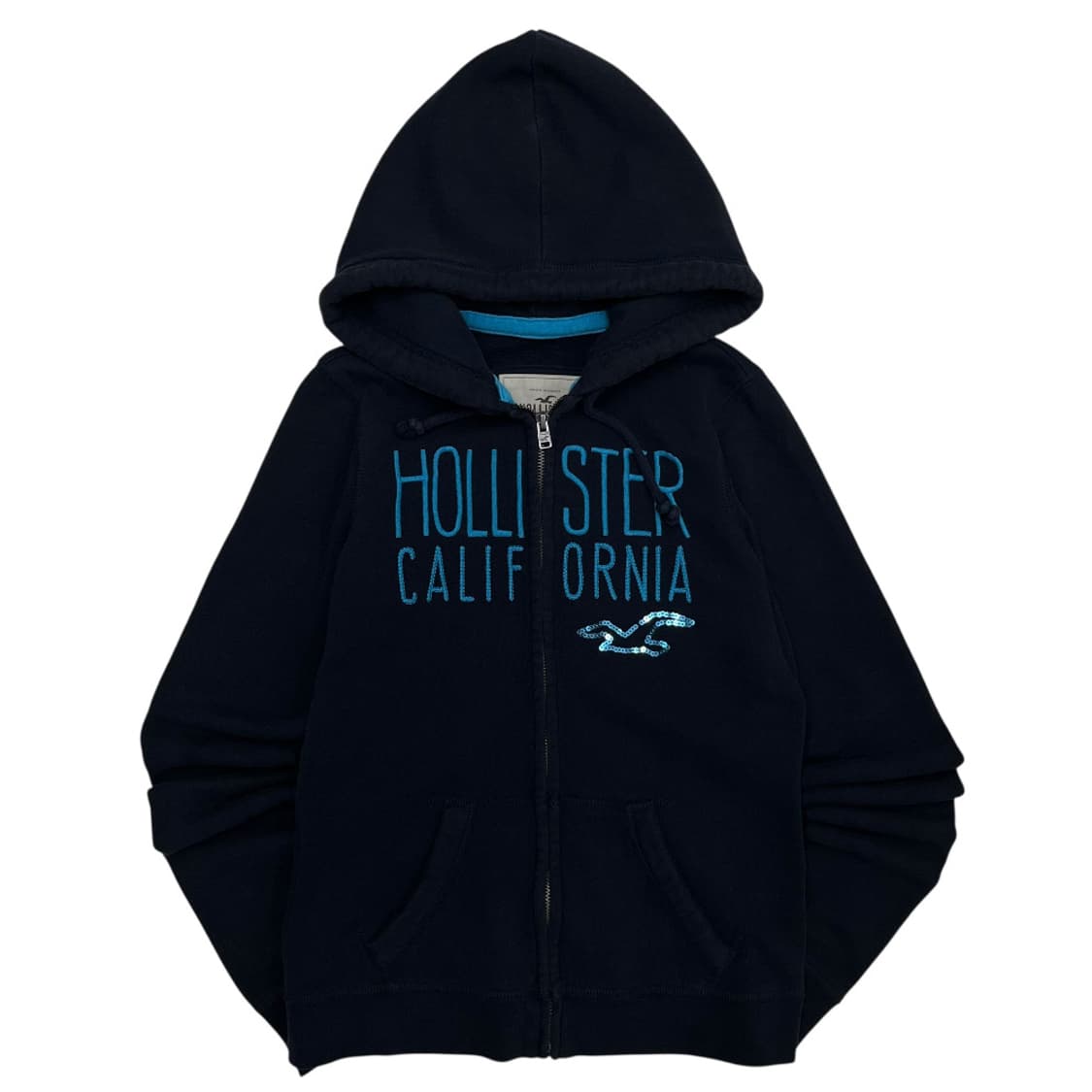 홀리스터 베이비블루 센터로고 스팽글 네이비 후드집업 S 상품이미지2