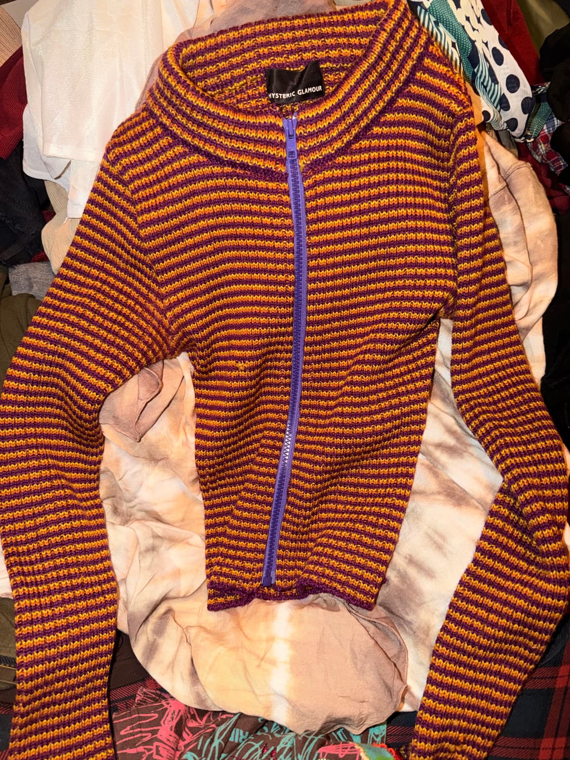 히스테릭글래머 줄무늬니트집업 상품이미지1