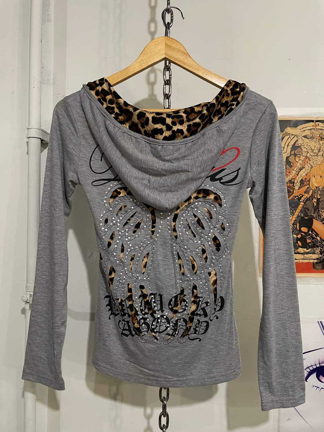 edge line 엣지라인 레오파드 그레이 후드 롱슬리브 갸루 펑크 상품이미지2